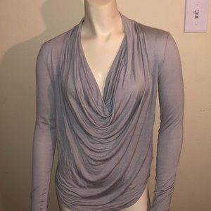 GORGEOUS GRAY DRAPED LONG SLEEVED HELMUT LANG SZ S